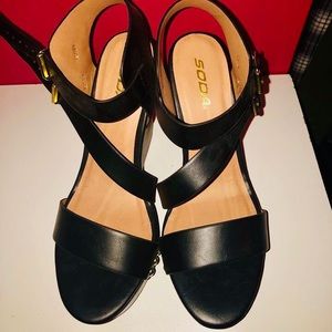 Black Wedge Sandal